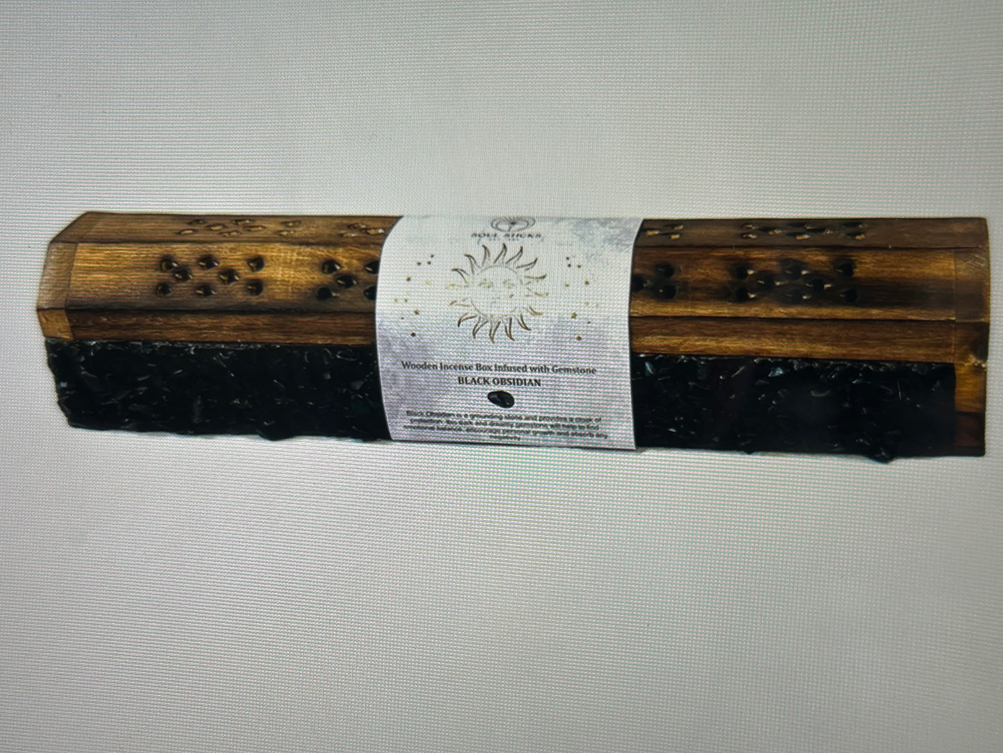 Black Obsidian Elements Wooden Coffin Box